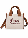 Bolsa Guess mini tote beige y café Los Angeles