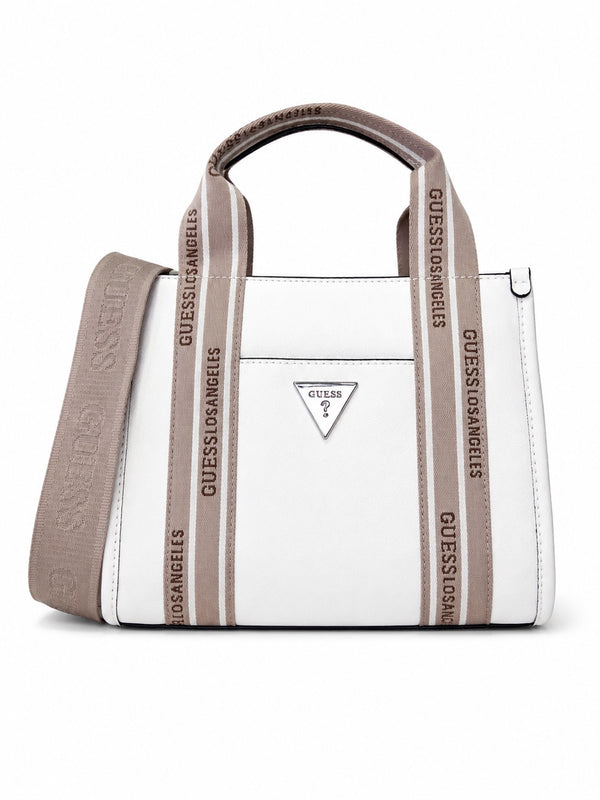 Bolsa Guess mini tote blanca con beige