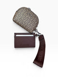 Set Guess con tarjetero café, monedero monograma y correa de muñeca