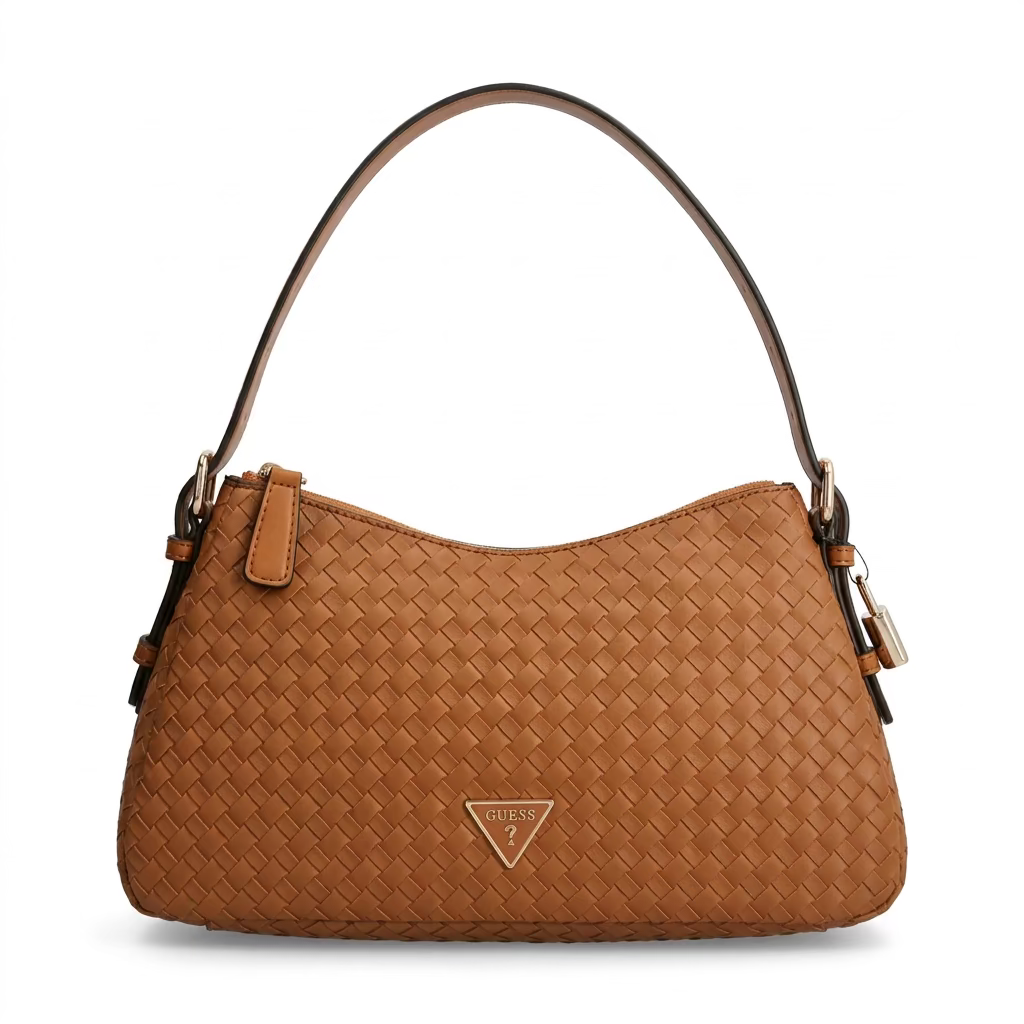 Bolsa Guess shoulder camel trenzado