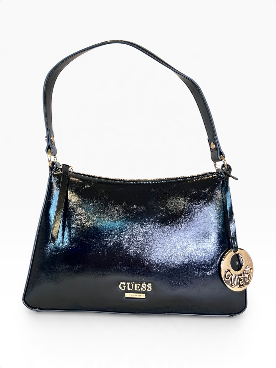 Bolsa Guess shoulder negro brillante