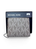 Cartera Michael Kors Slim Billfold gris con monograma MK