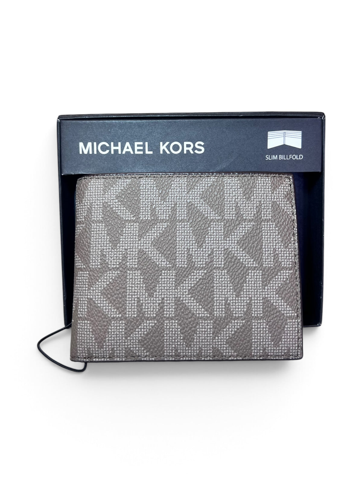 Cartera Michael Kors Slim Billfold gris con monograma MK