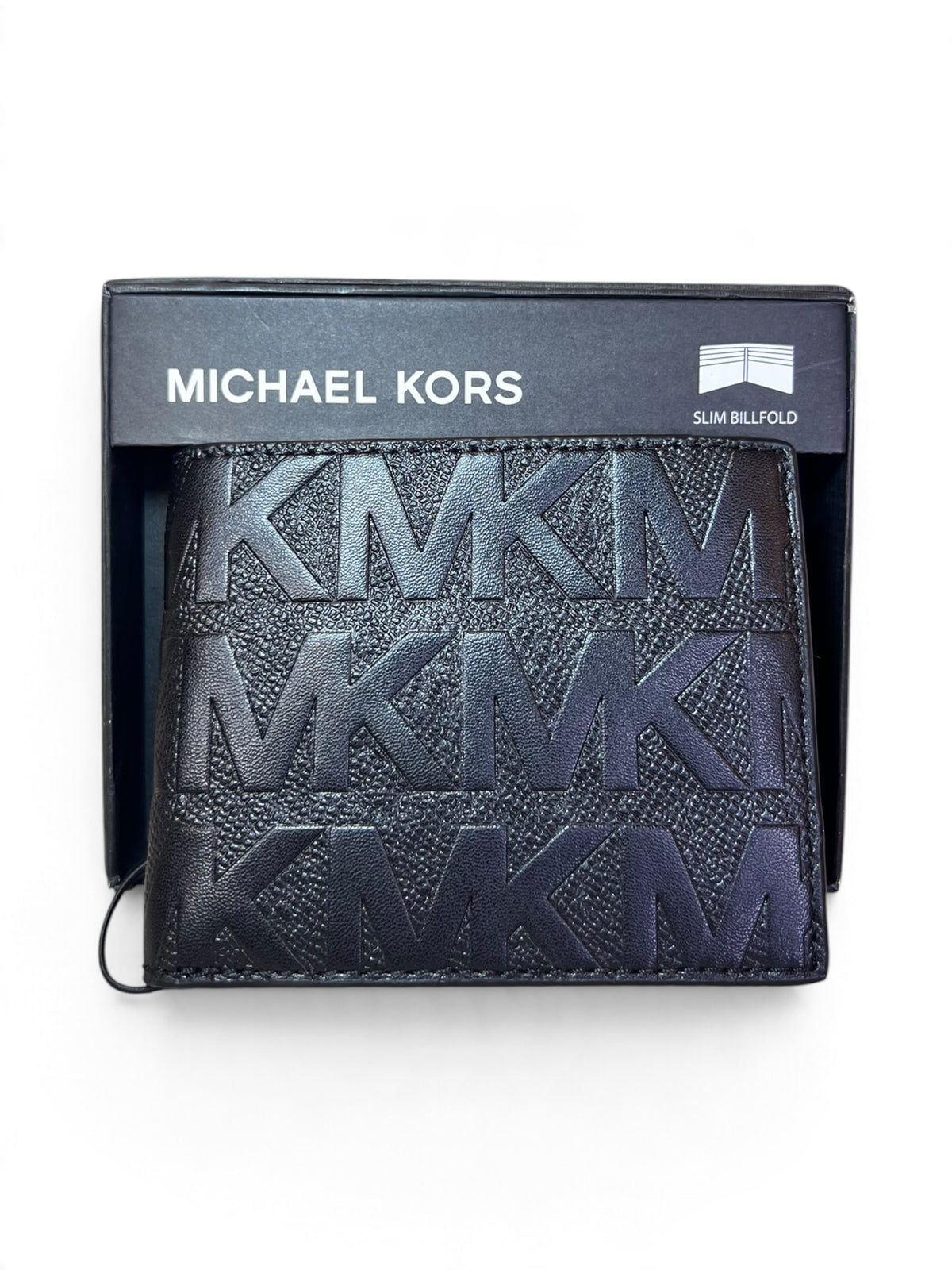 Cartera Michael Kors Slim Billfold negra con logo MK grabado