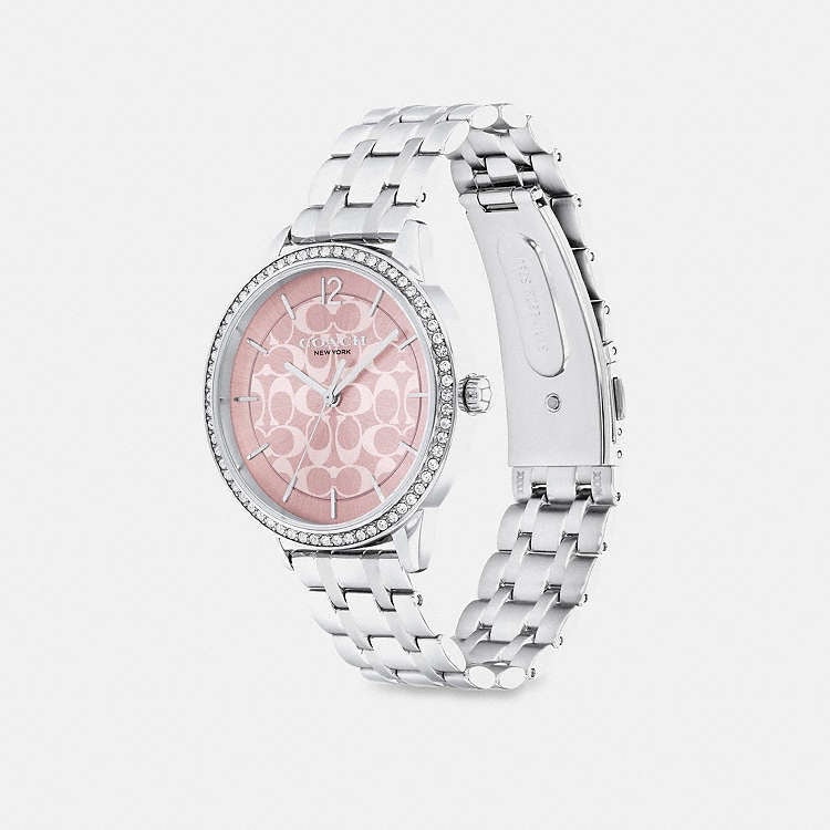 Reloj Coach Olivia Silver Pink Crystal 36 mm