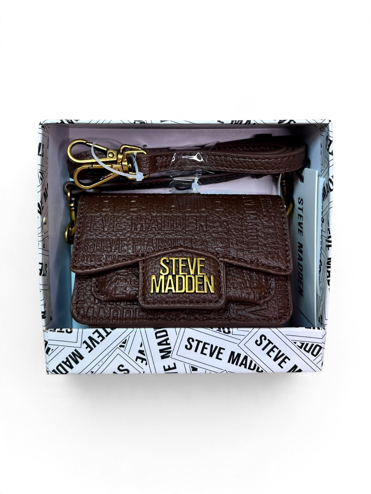 Bolsa Steve Madden Crossbody Clutch Café Monograma