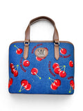 Bolsa Steve Madden Crossbody Satchel Azul Denim Estampado Cerezas