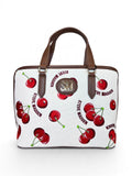 Bolsa Steve Madden Crossbody Satchel Blanco Estampado Cerezas