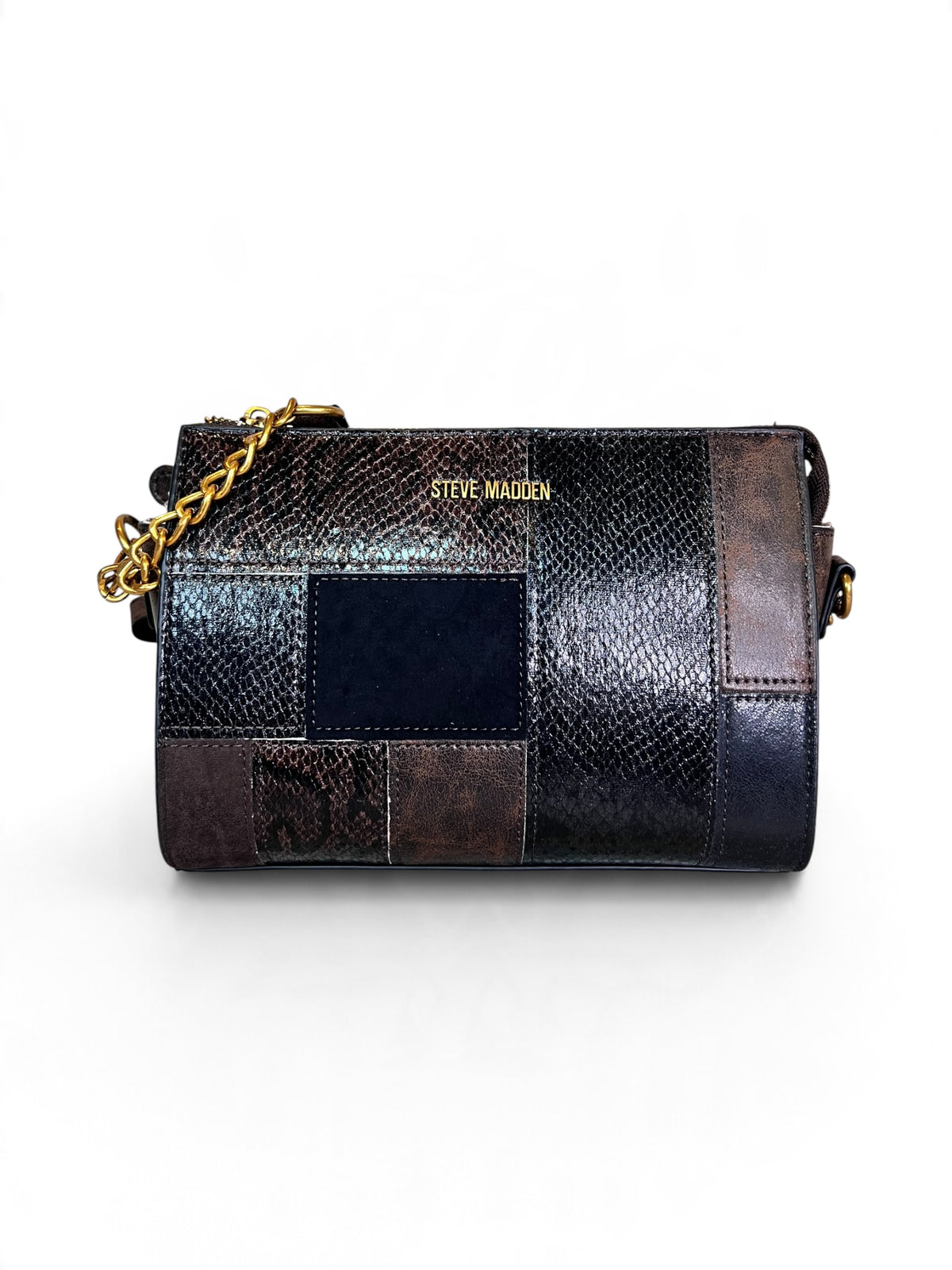 Bolsa Steve Madden Crossbody Shoulder Café Negro Patchwork