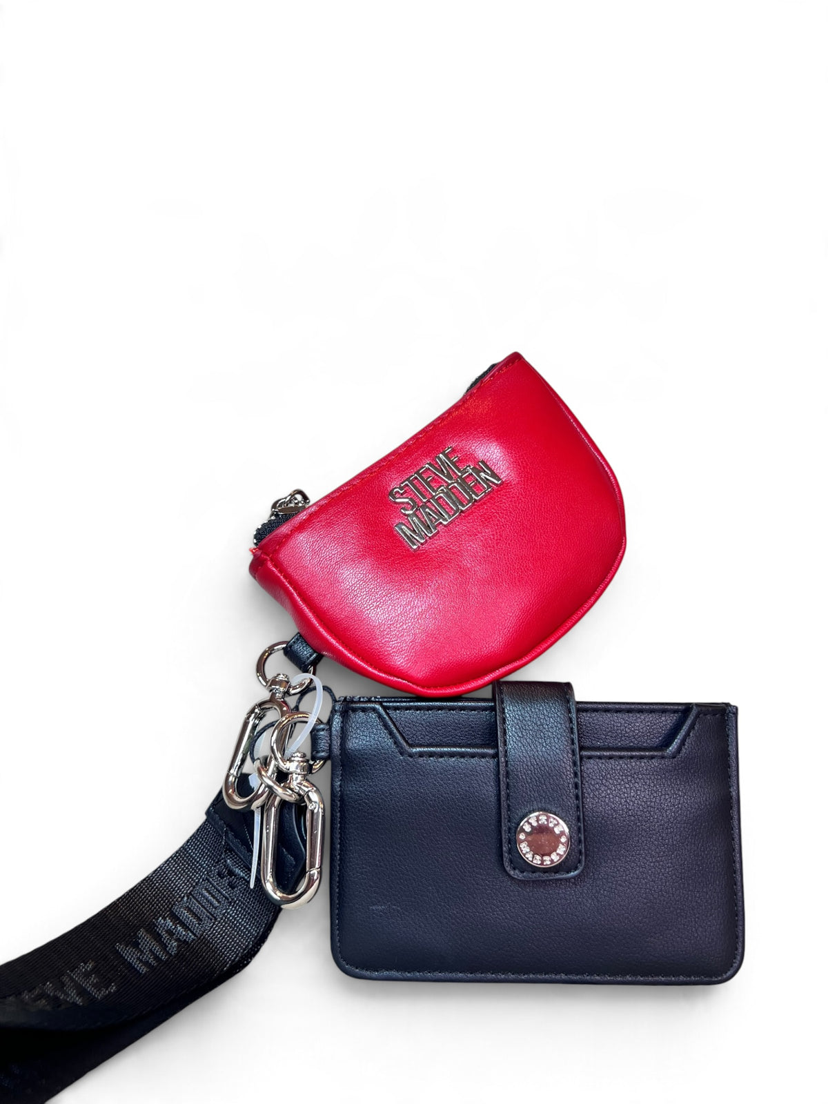 Tarjetero Steve Madden Negro con Monedero Rojo