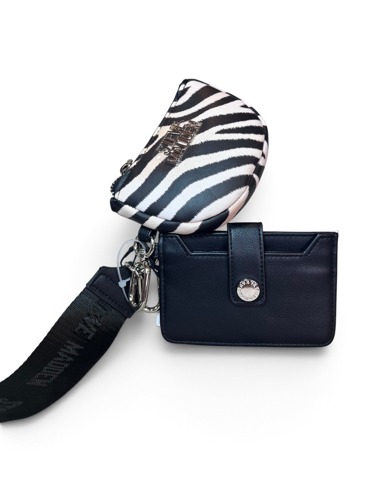 Tarjetero Steve Madden Negro con Monedero Zebra